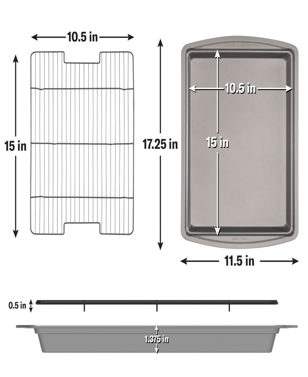 Shop Good Cook Everyday Nonstick Steel Crispy Baking Set With Baking Sheet And Wire Rack, 15" X 10.5" In Gray