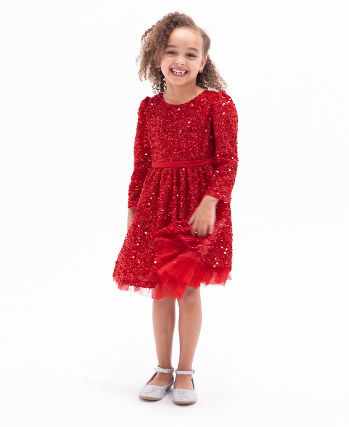 Macy's red top sequin dress