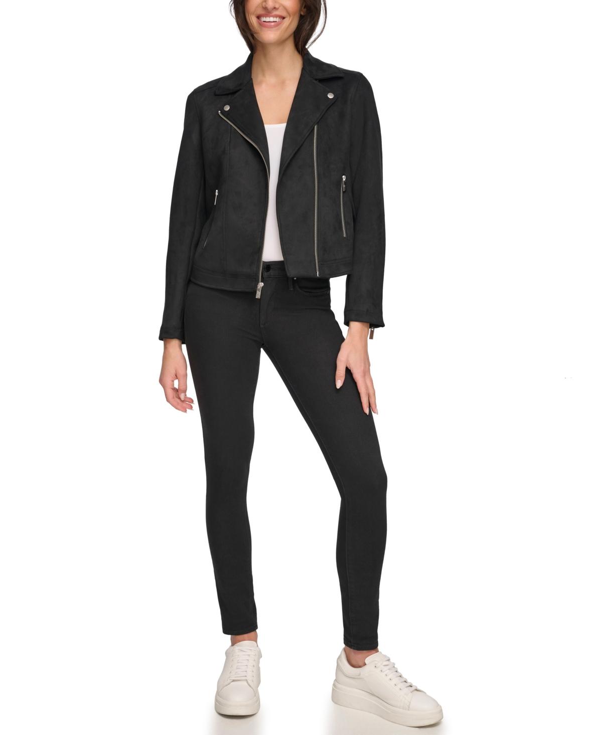 Marc New York Andrew Marc Sport Women s Faux Suede Moto Jacket Black Smart Closet