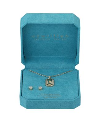 Cubic Zirconia Initial Pendant Necklace and Stud Earring Set