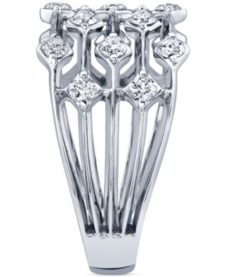 Diamond Openwork Multirow Statement Ring (1/2 ct. t.w.) in 14k White Gold