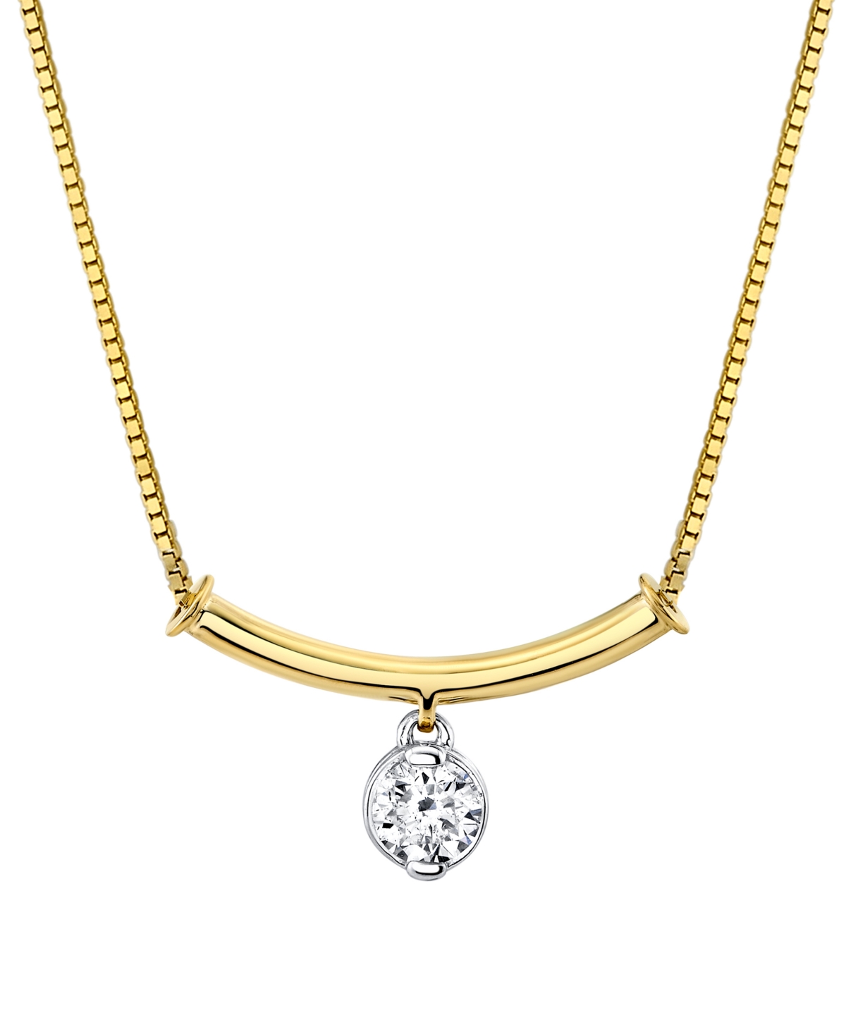 Diamond Dangle Curved Bar 18" Pendant Necklace (1/3 ct. t.w.) in 14k Two-Tone Gold - Two-Tone