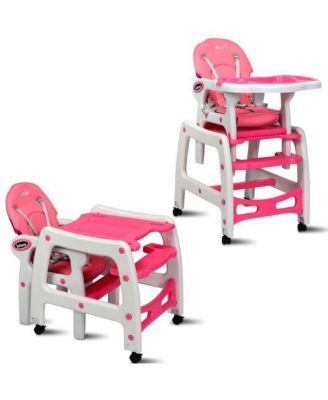 Girls 3-in-1 High Chair with Lockable Universal Wheels
