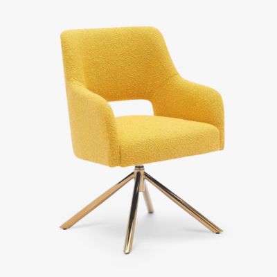 Mid-Century Modern Large Boucle Swivel Accent Arm Chair