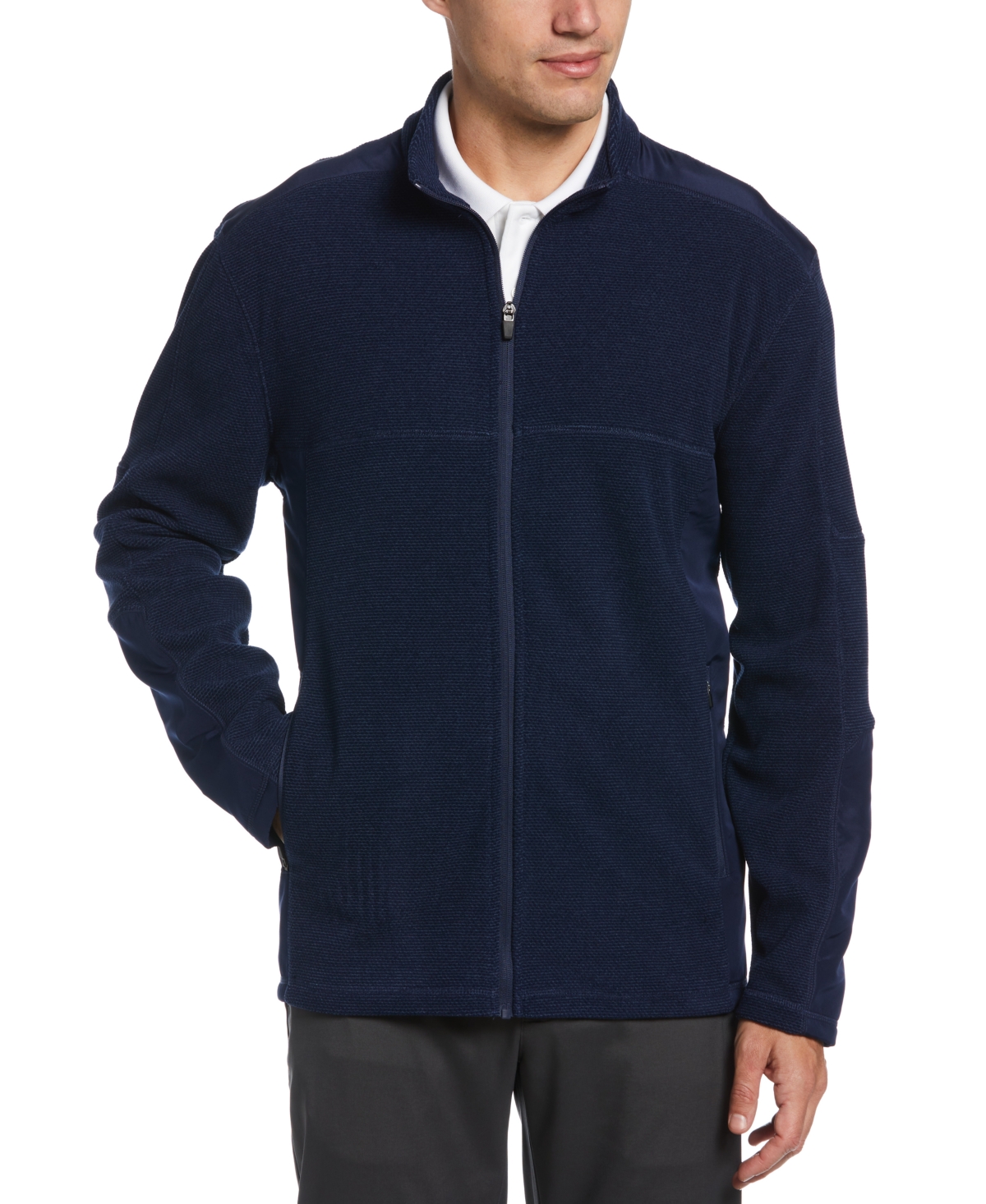 Men's Dura Fleece Paneled Zip-Front Golf Jacket - Navy Indigo Heather