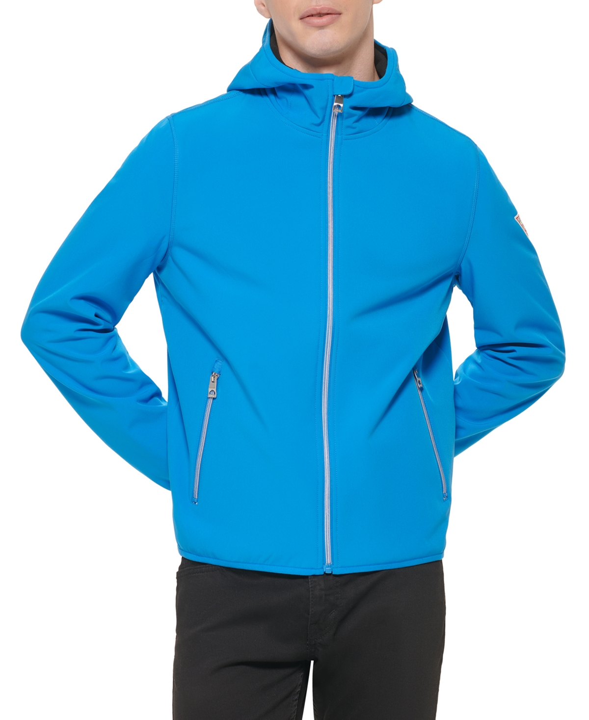 Guess Men s Hooded Full Zip Soft Shell Jacket Aqua Smart Closet