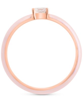 EFFY&reg; Morganite (1/5 ct. t.w.) & Enamel Solitaire Ring in 14k Rose-Gold-Plated Sterling Silver