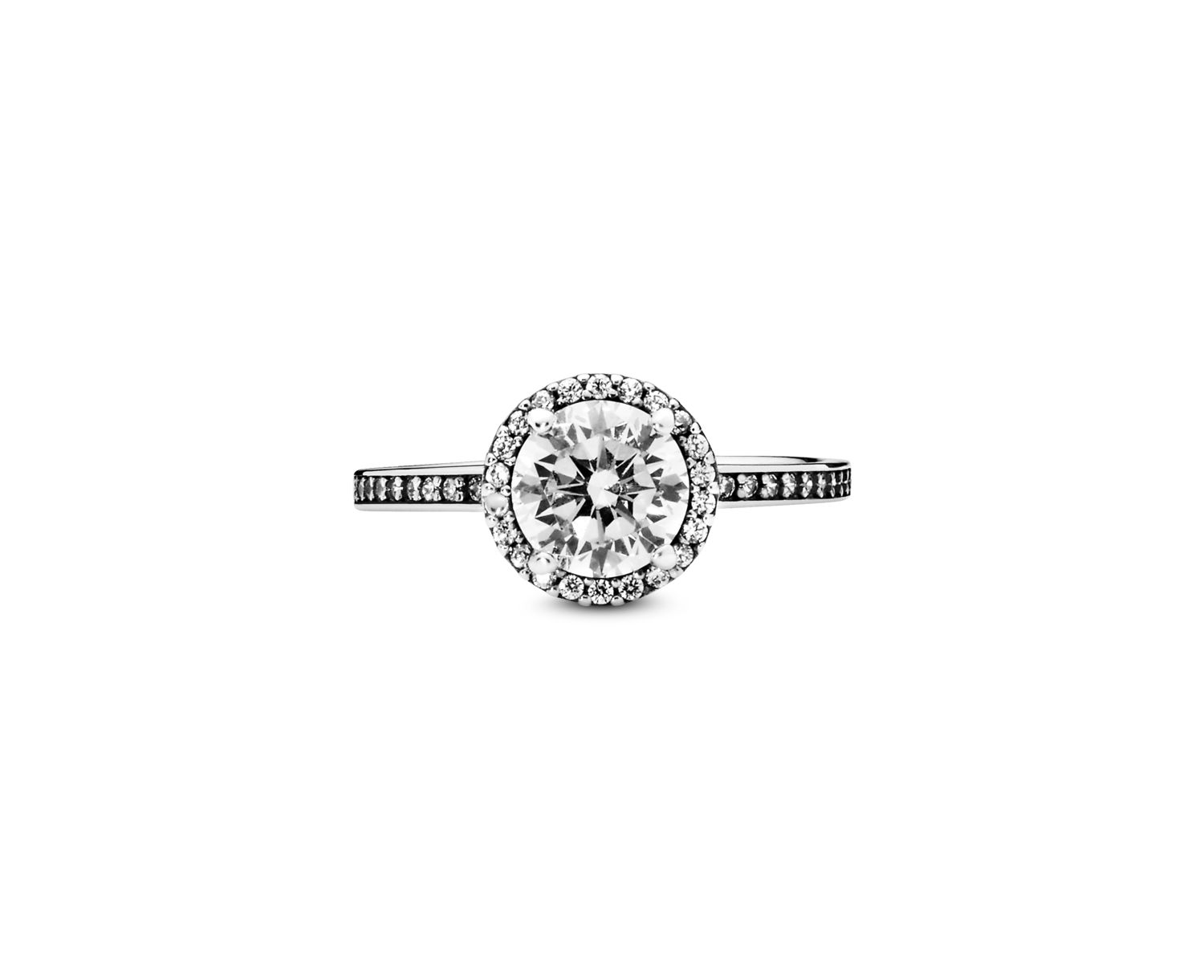 Cubic Zirconia Timeless Round Sparkle Halo Ring