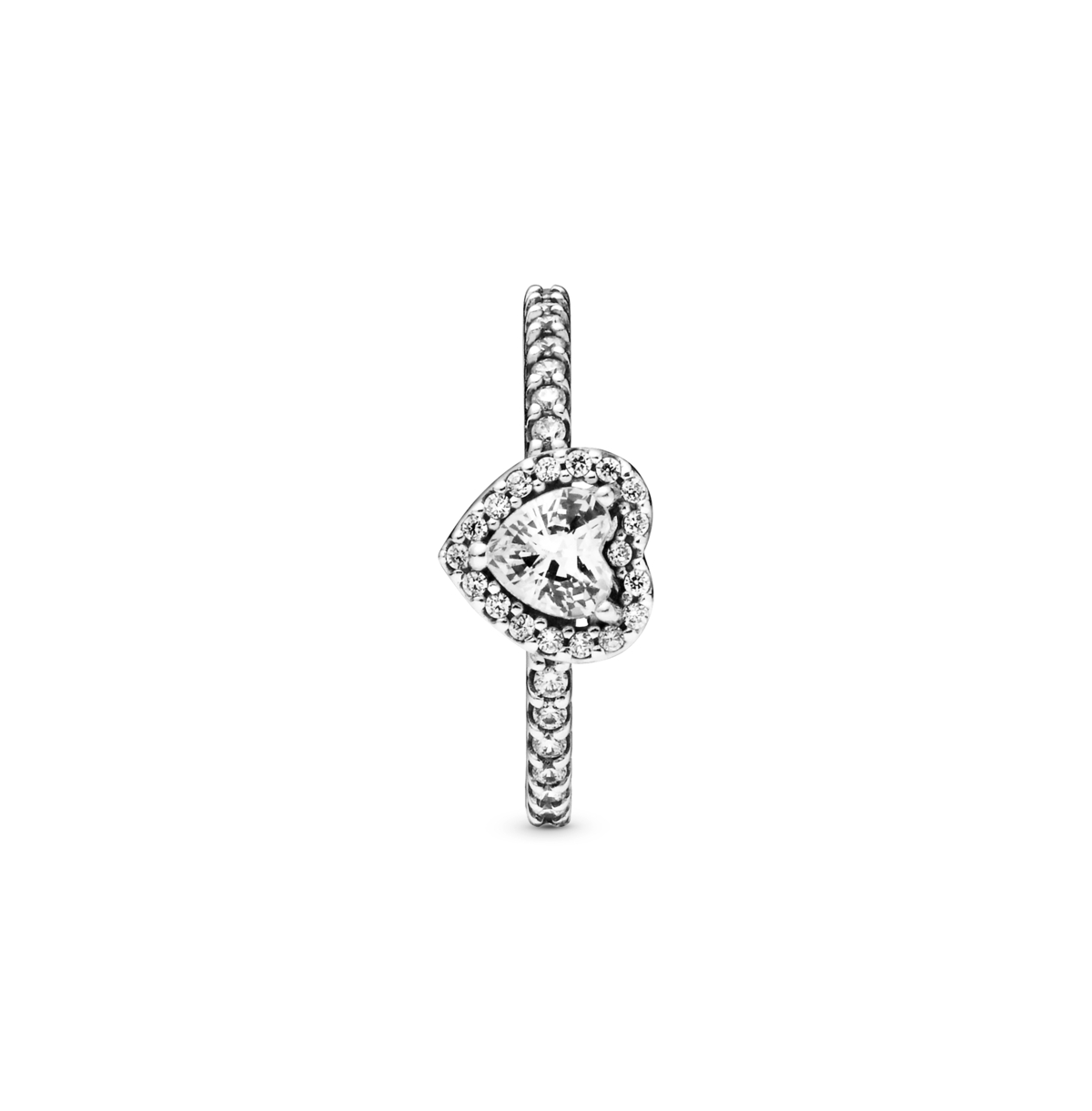 Pandora Cubic Zirconia Timeless Elevated Heart Ring In Silver