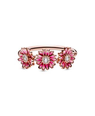 Pandora Cubic Zirconia Moments Pink Daisy Flower Trio Ring