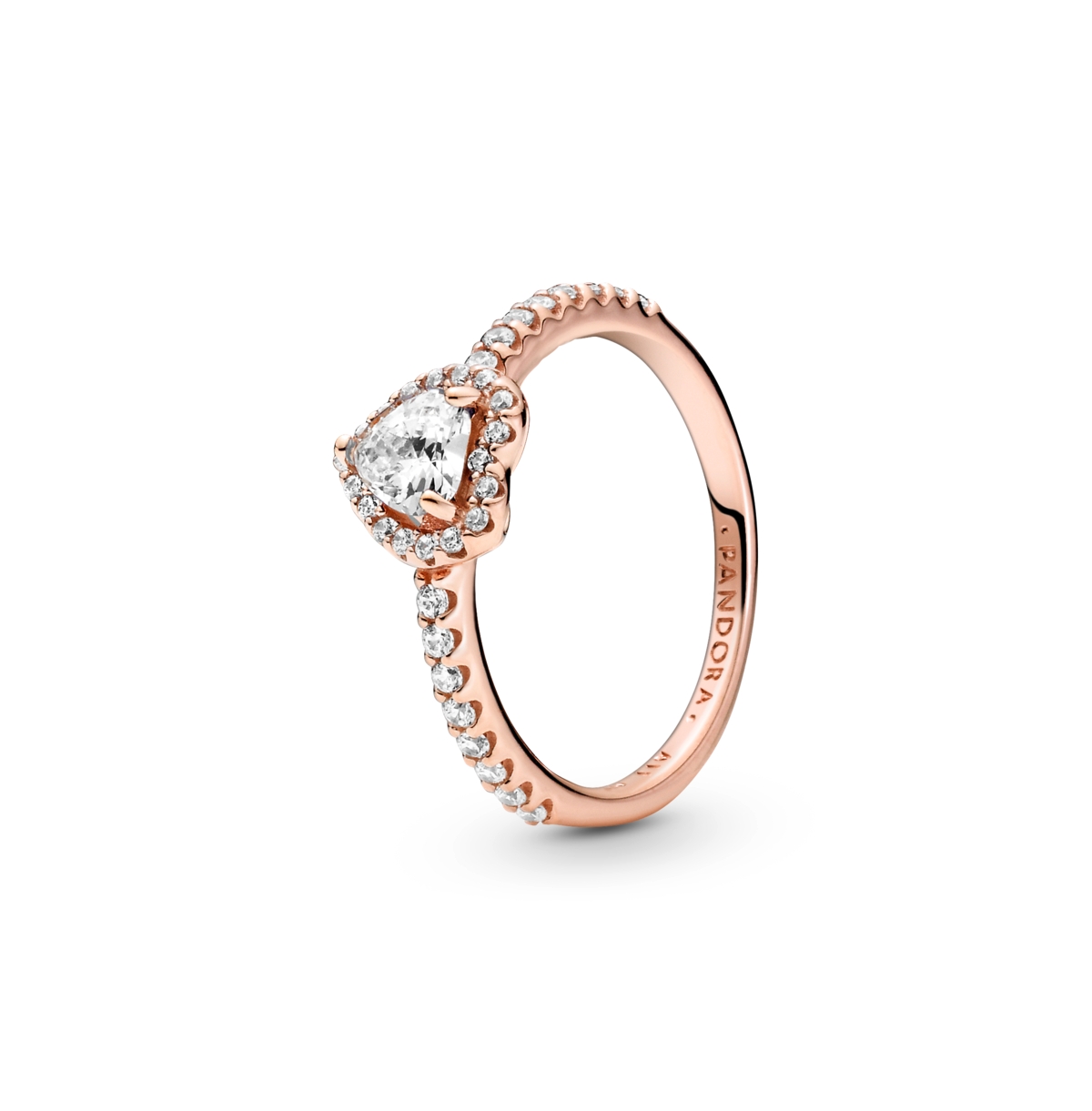 Cubic Zirconia Timeless Sparkling Elevated Heart Ring - Rose Gold/Green