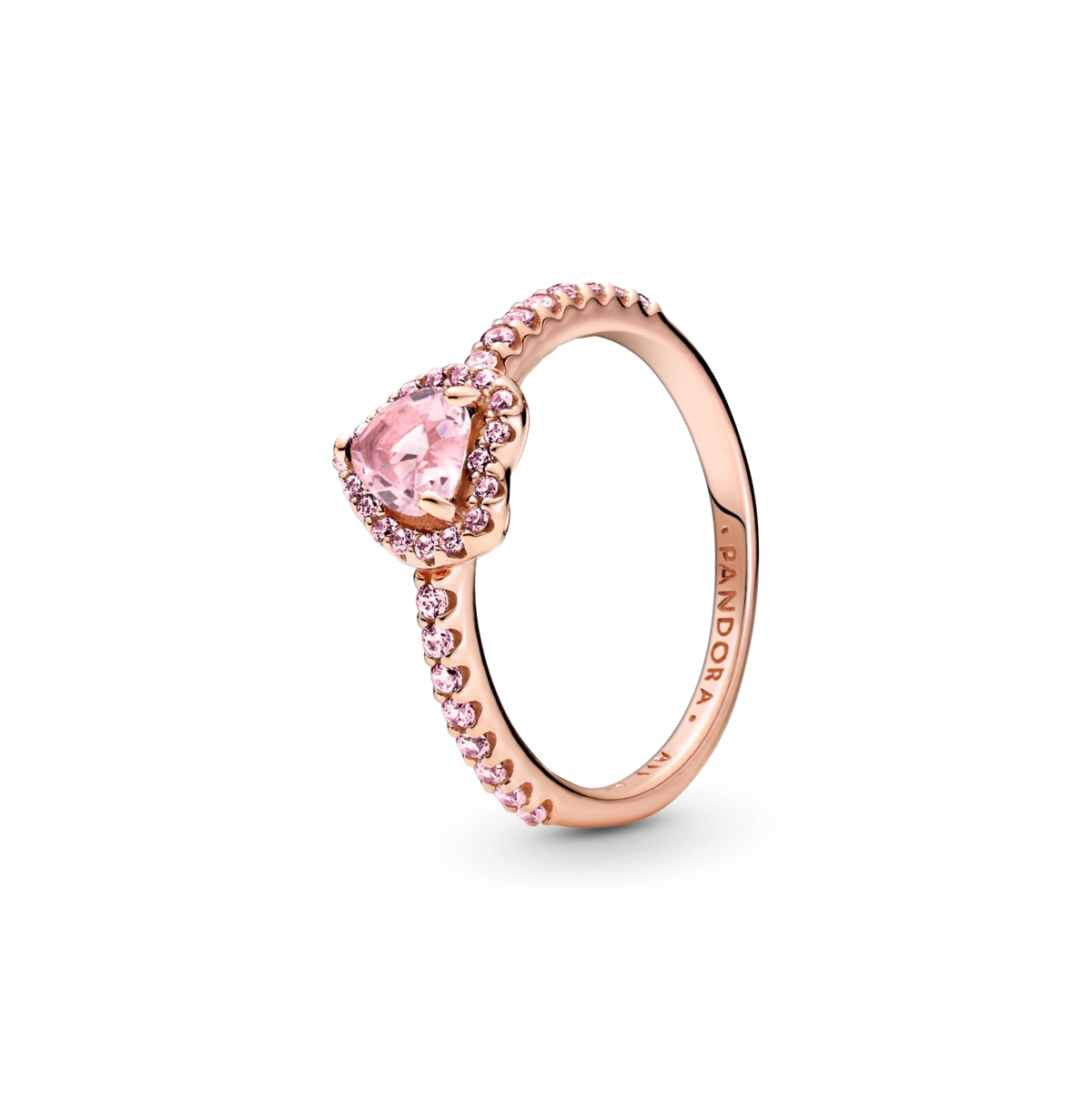 Pandora Cubic Zirconia Timeless Sparkling Elevated Heart Ring In Rose Gold,pink