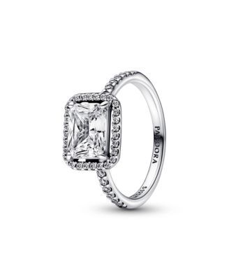Cubic Zirconia Timeless Rectangular Sparkling Halo Ring