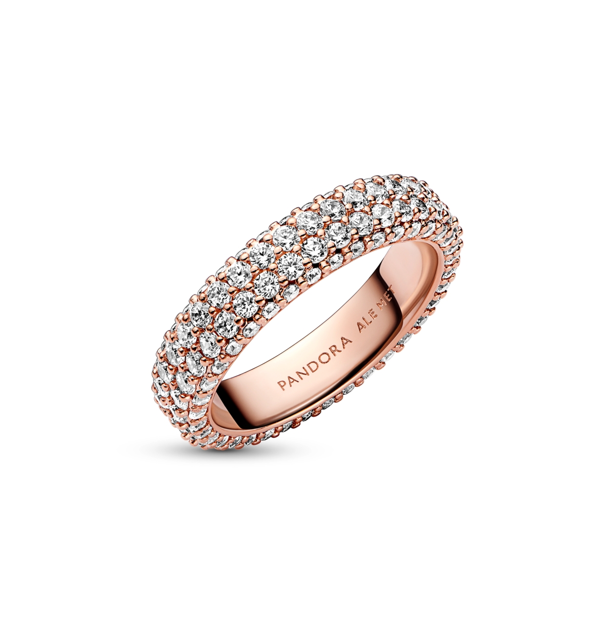 Pandora Cubic Zirconia Timeless Pave Double-row Ring In Rose Gold