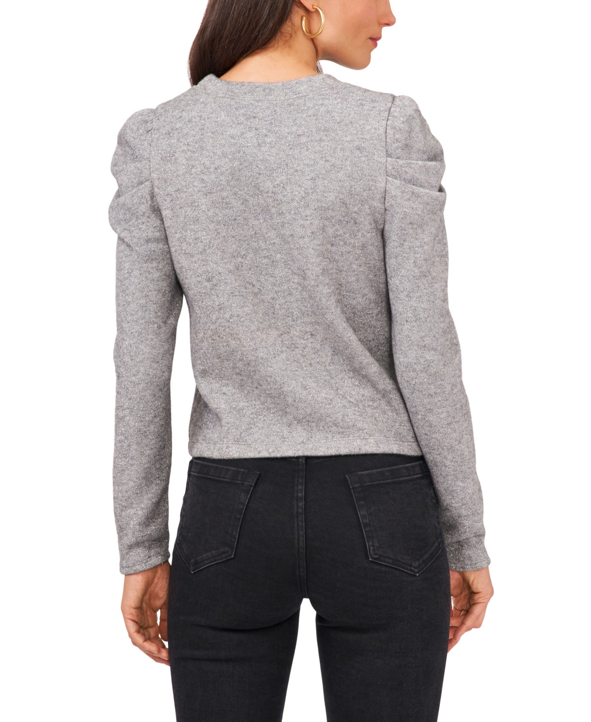 1.state Women's Draped Shoulder Long Sleeve Crew Neck Top