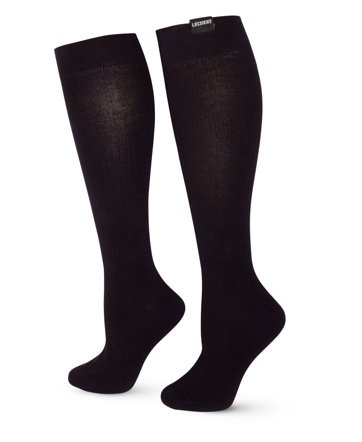 Unisex Classic Cotton Blend Woven Knee-High Socks - Black