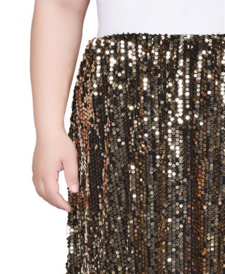 Plus Size Knee Length Sequined Skirt