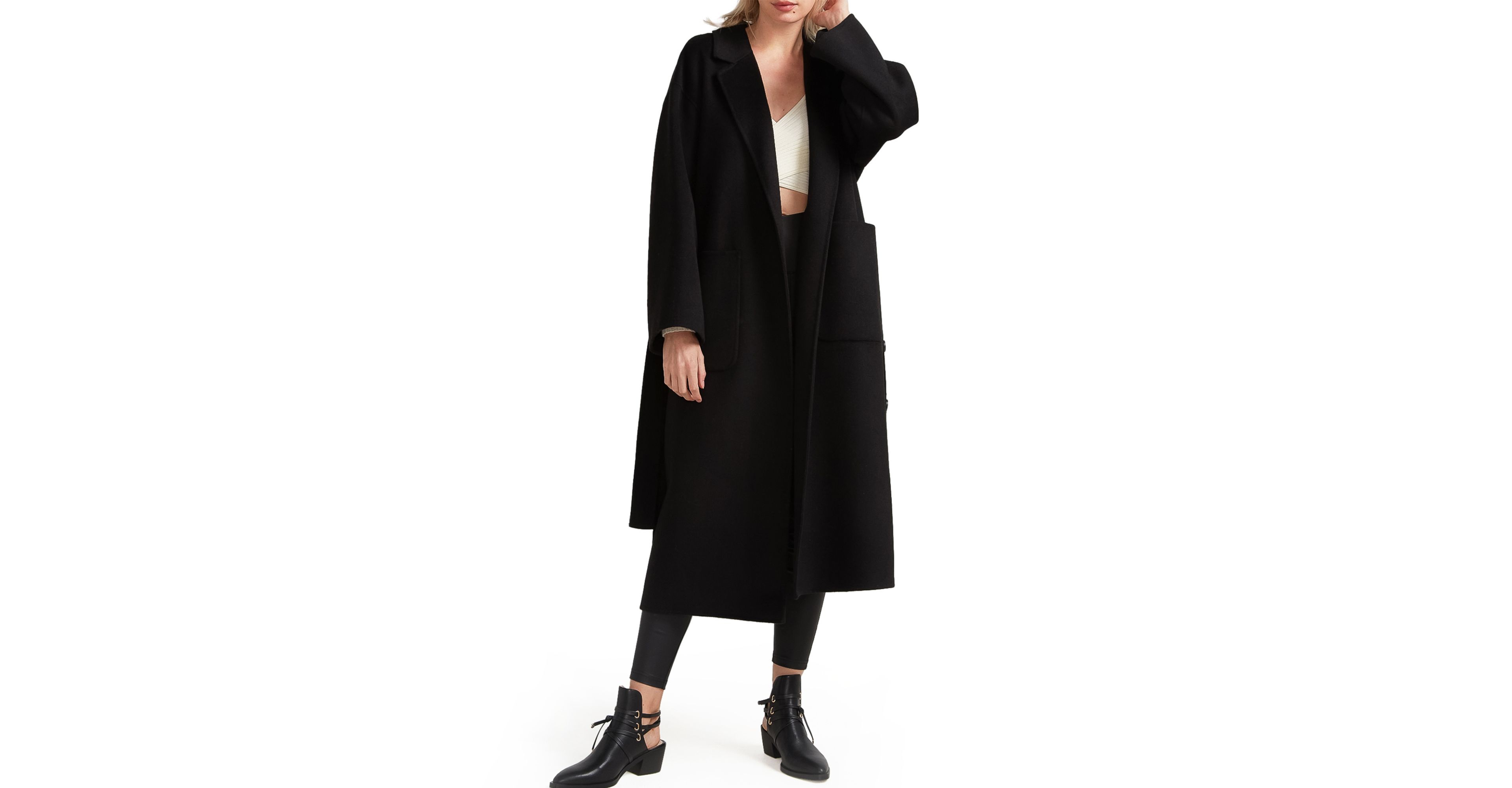 Belle & Bloom Women's Wide Awake Split Hem Overcoat