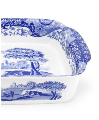 Blue Italian Rectangular Handled Casserole