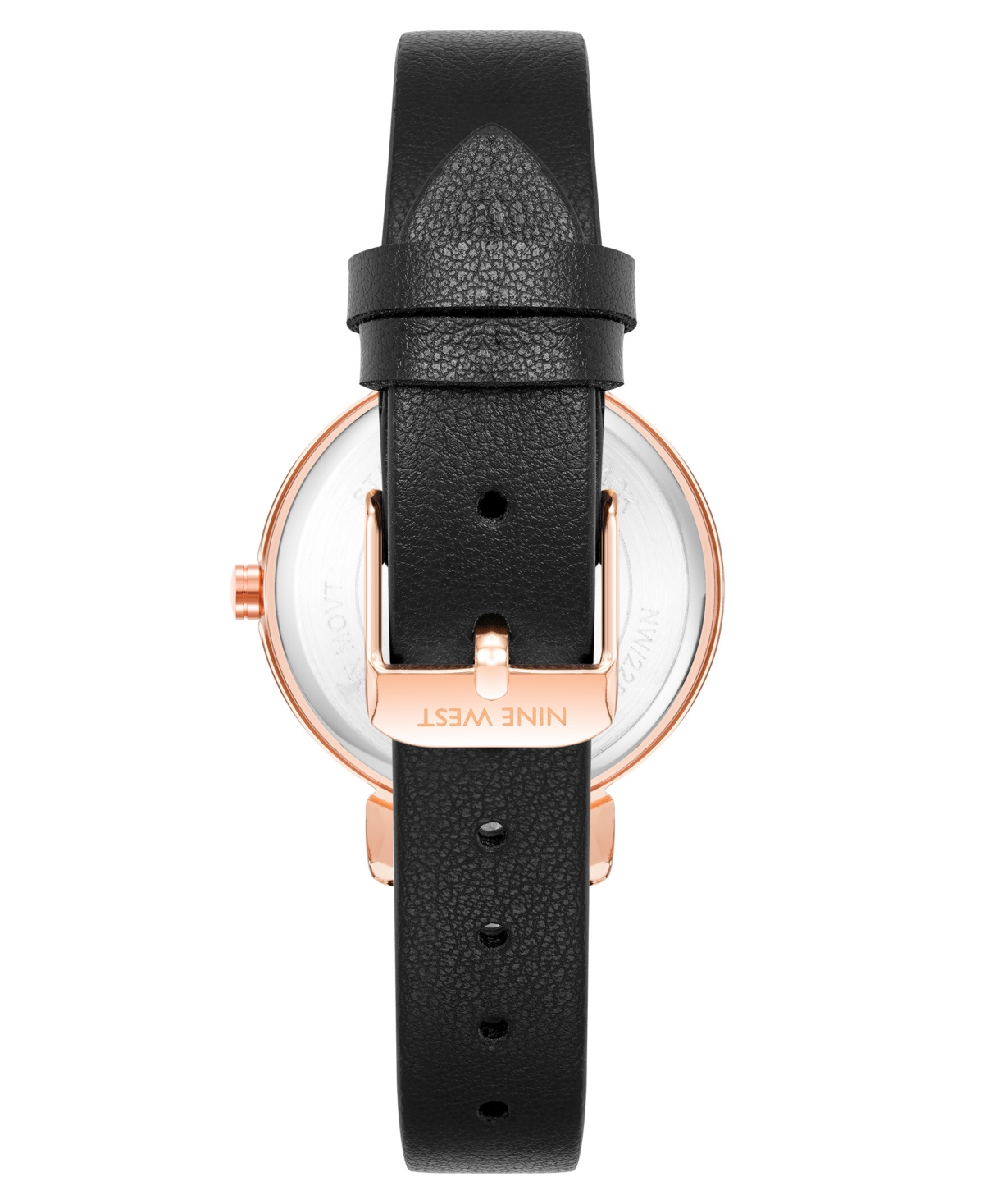 Nine West Women's QuartzFaux Leather Band Watch, 36mm - Black, Rose Gold-Tone