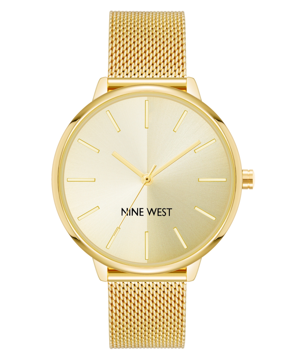 Nine West Women's Quartz Gold-tone Stainless Steel Mesh Band Watch, 40mm