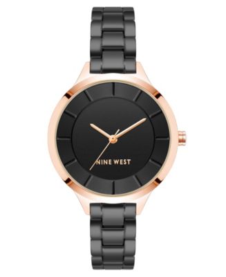 Nine West Women's Quartz Black Alloy Link Bracelet Watch