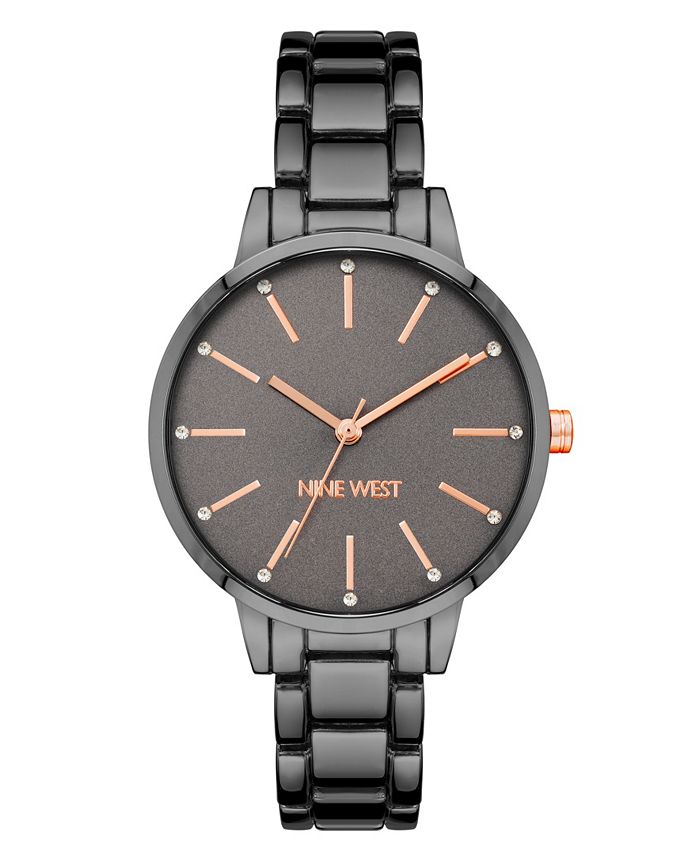 Nine West Women s Quartz Dark Gray Alloy Link Bracelet Watch 36mm