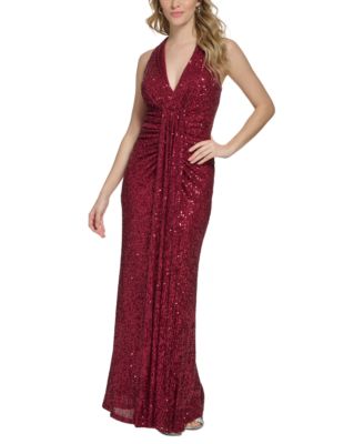 Eliza J Women s Halter Neck Sequin Gown Macy s