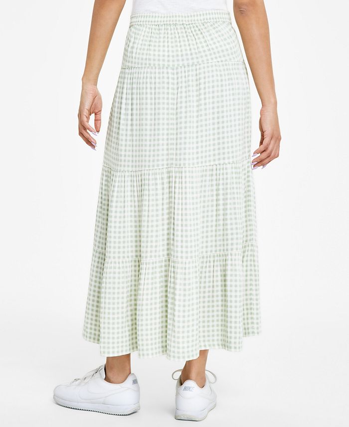Celebrity Pink Juniors' Gingham Tiered Midi Skirt Macy's