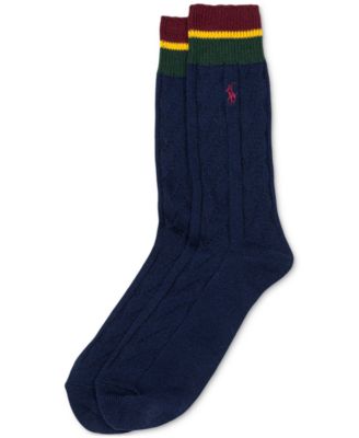 Polo Ralph Lauren - Men's Stripe Cuff Cable Crew Socks