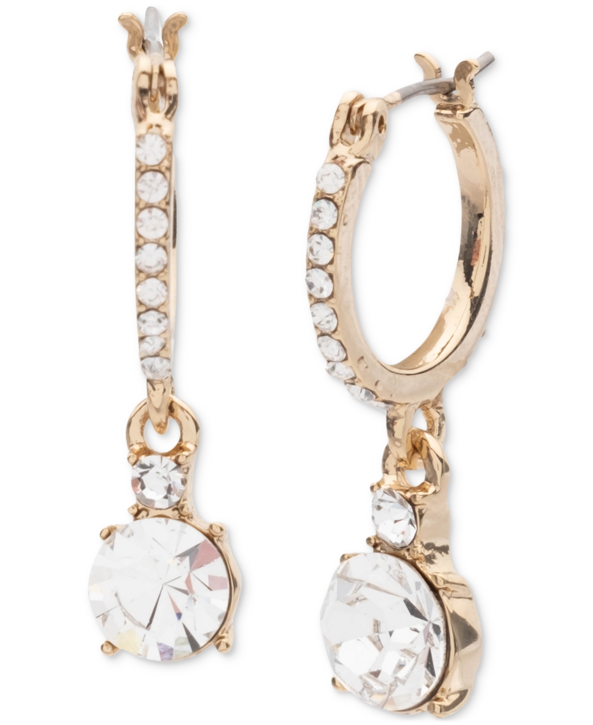 Givenchy Gold-tone Crystal Huggie Hoop Drop Earrings In White
