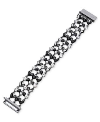 Givenchy - Hematite-Tone Jet Crystal Stone Multi Row Flex Bracelet