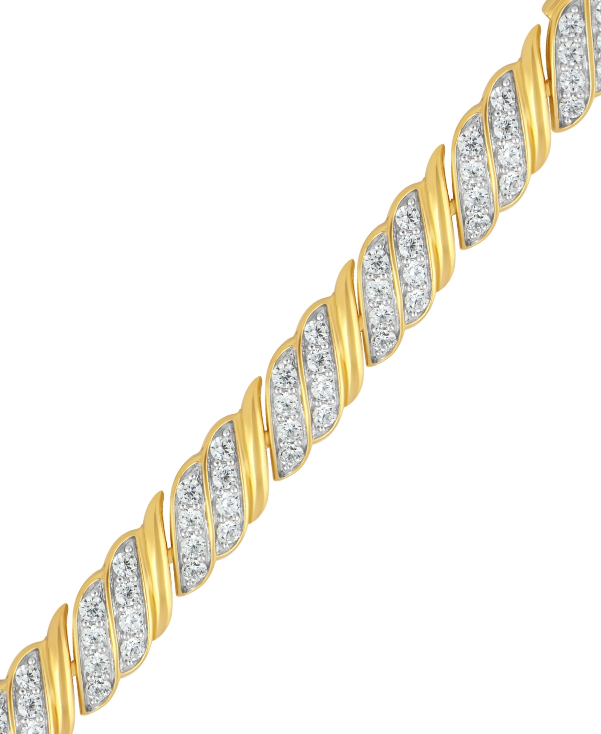 Macy's Diamond Diagonal Row Link Bracelet (3 Ct. T.w.) In 10k Gold In Yellow Gold
