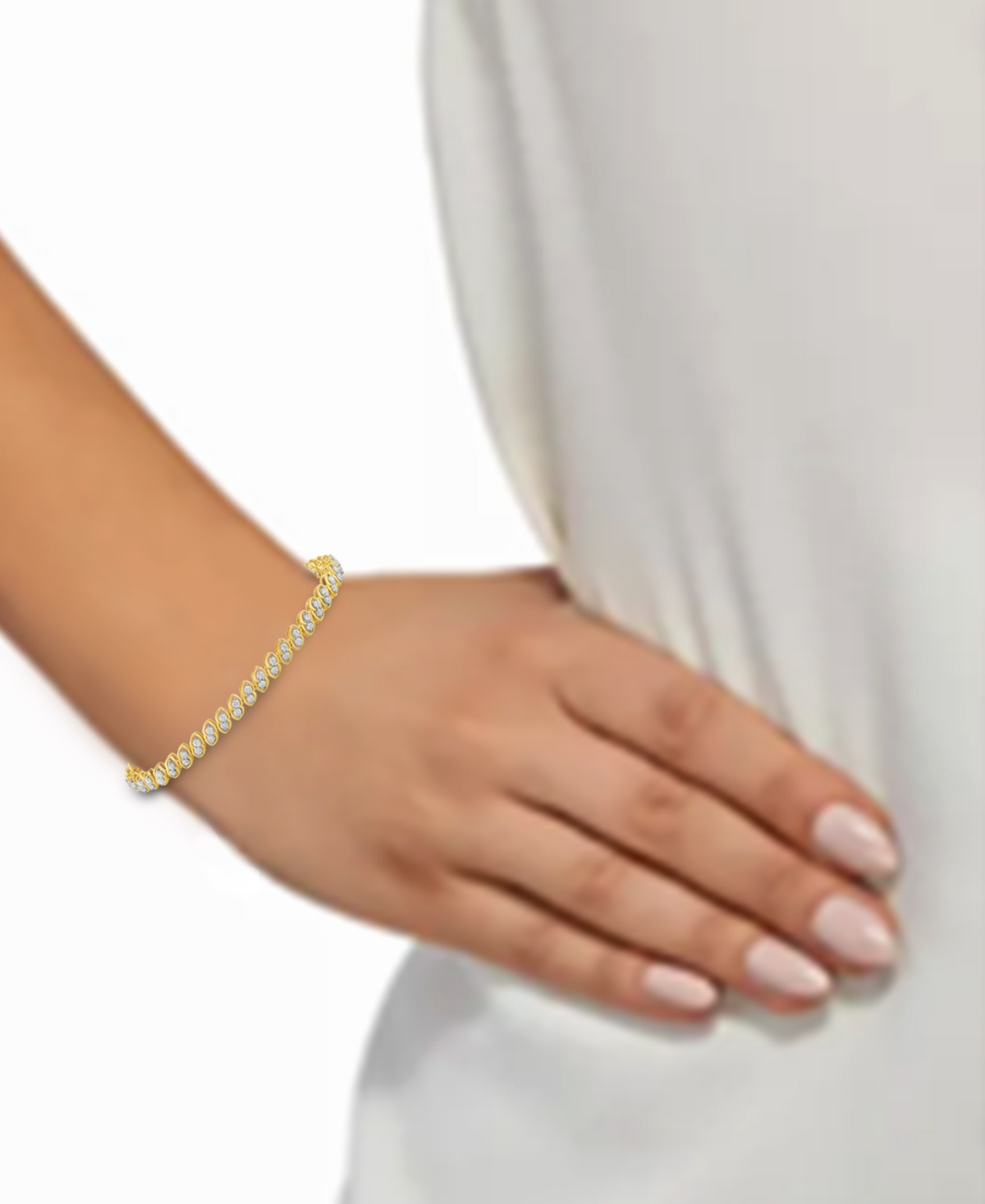 Shop Macy's Diamond Two-stone Link Bracelet (2 Ct. T.w.) In 10k Gold In Yellow Gold