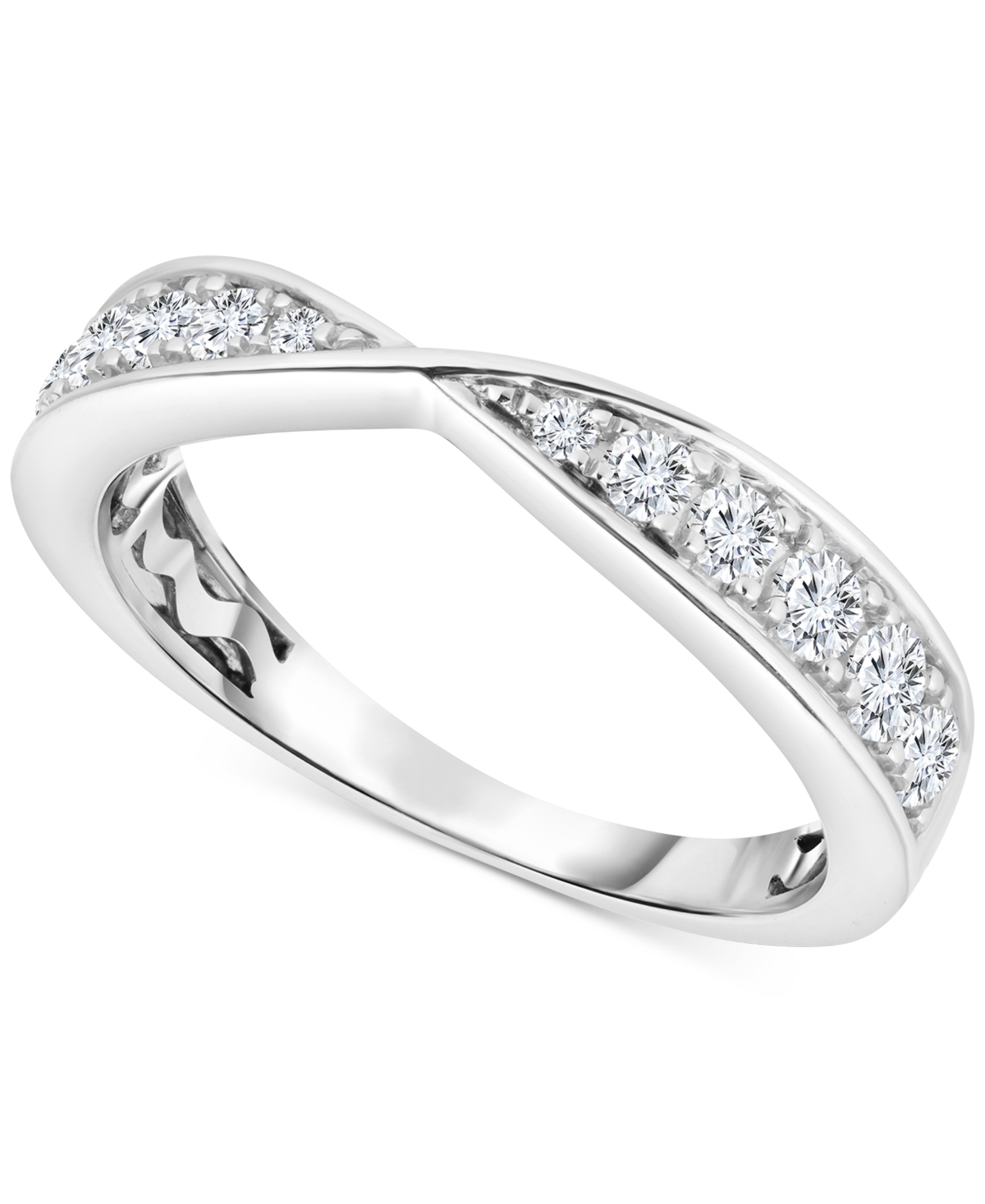 Trumiracle Diamond High-polished Bowtie Contour Band (1/4 Ct. T.w.) In 14k White Gold