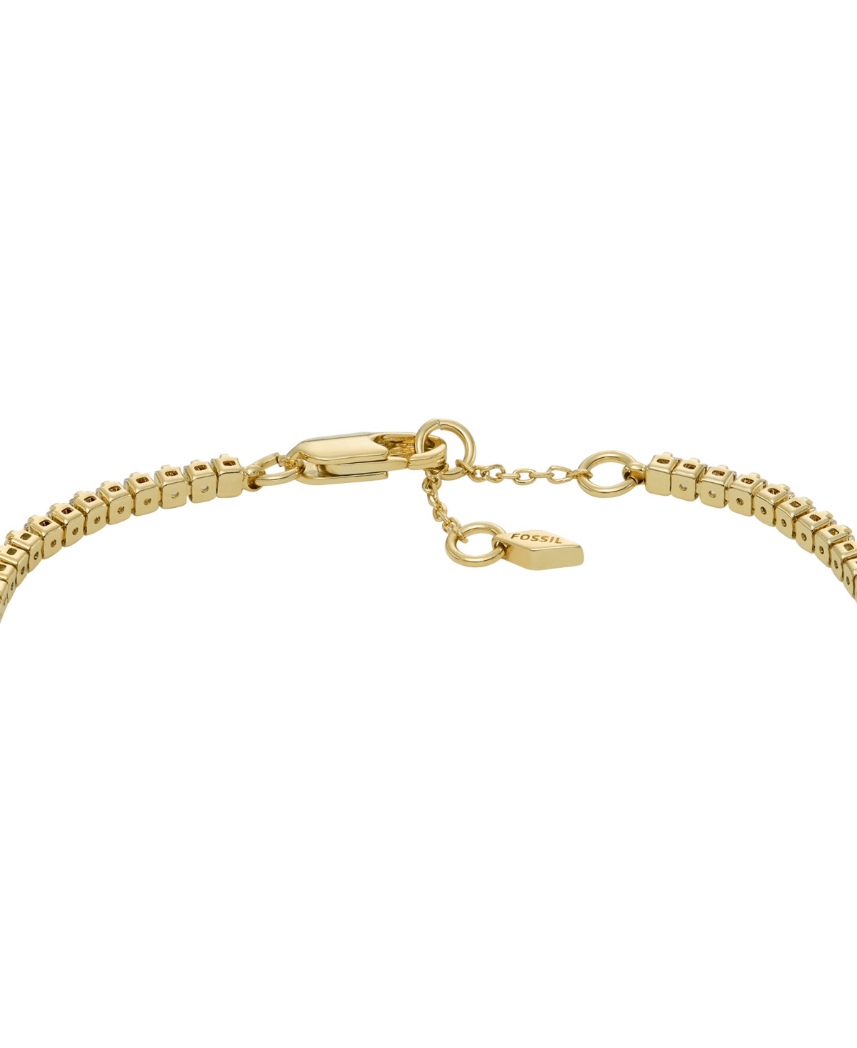 Fossil All Stacked Up Gold-tone Brass Tennis Chain Bracelet In Gold