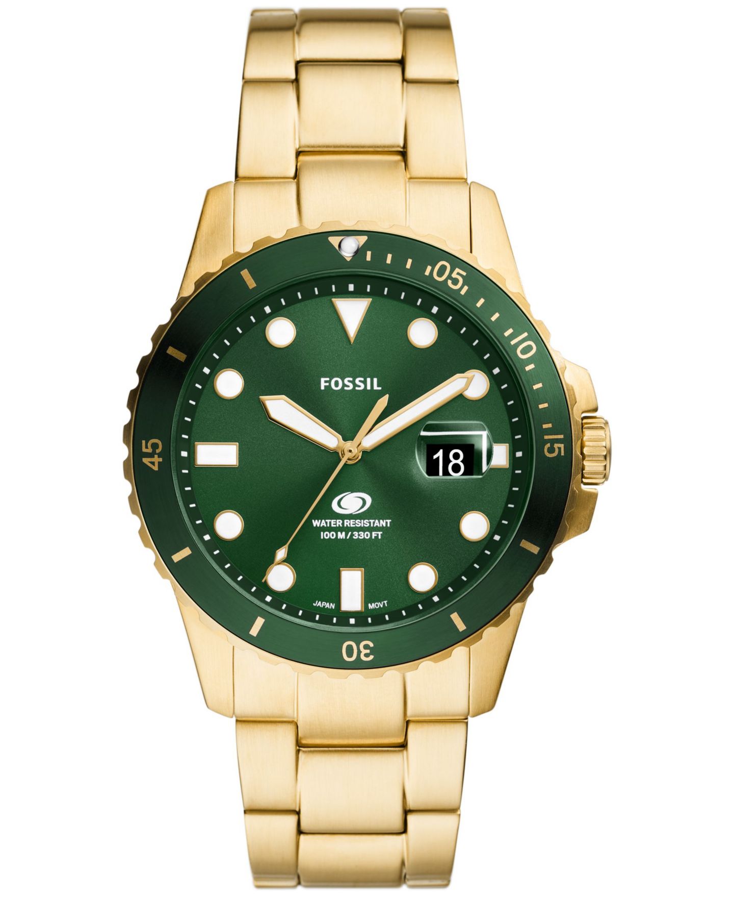 Мужские часы Fossil Blue Dive Three-Hand Date Gold-Tone Stainless Steel Watch 42mm — фото 1