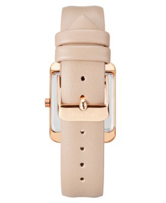 Women's Quartz Square Light Pink Faux Leather Band Watch, 29mm