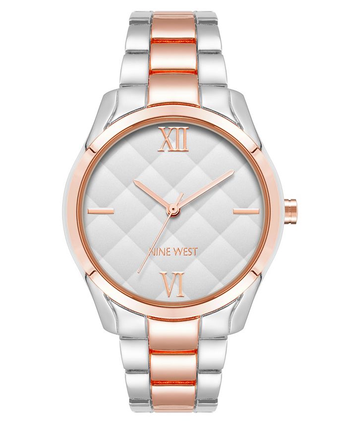 Nine West Women s Quartz Silver Tone and Rose Gold Tone Alloy Link