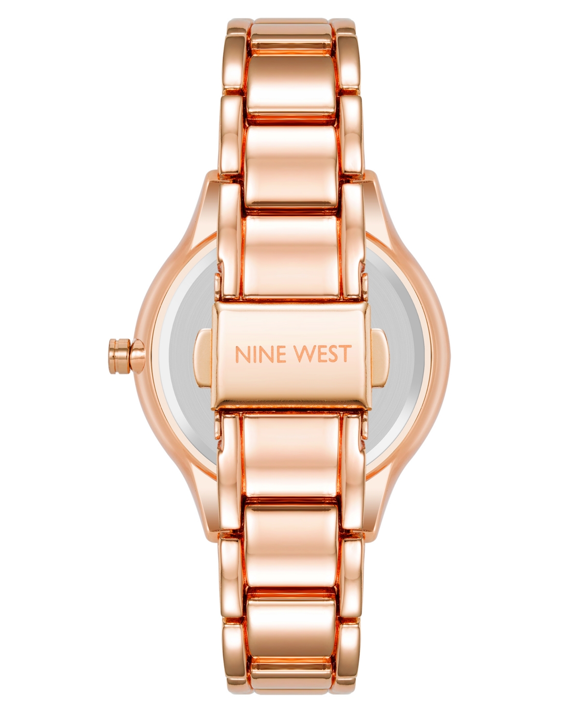Nine West Women's Quartz Rose Gold-Tone Alloy Link Bracelet withWatch, 35mm - Burgundy, Rose Gold-Tone