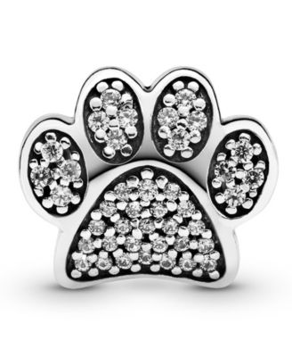 Cubic Zirconia Sparkling Paw Print Charm