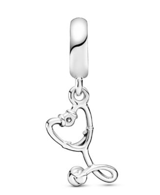 Cubic Zirconia Stethoscope Heart Dangle Charm