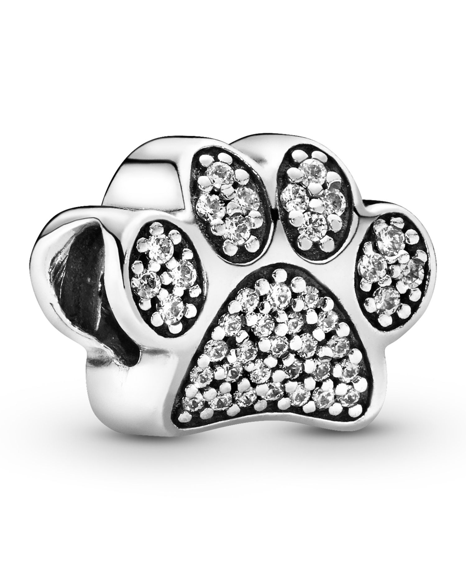 Cubic Zirconia Sparkling Paw Print Charm