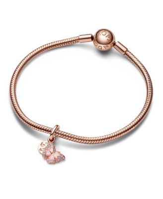 Cubic Zirconia Pink Butterfly Quote Double Dangle Charm