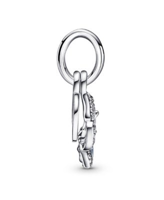 Cubic Zirconia Blue Butterfly Quote Double Dangle Charm