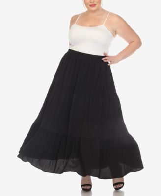Plus Size Pleated Tiered Maxi Skirt