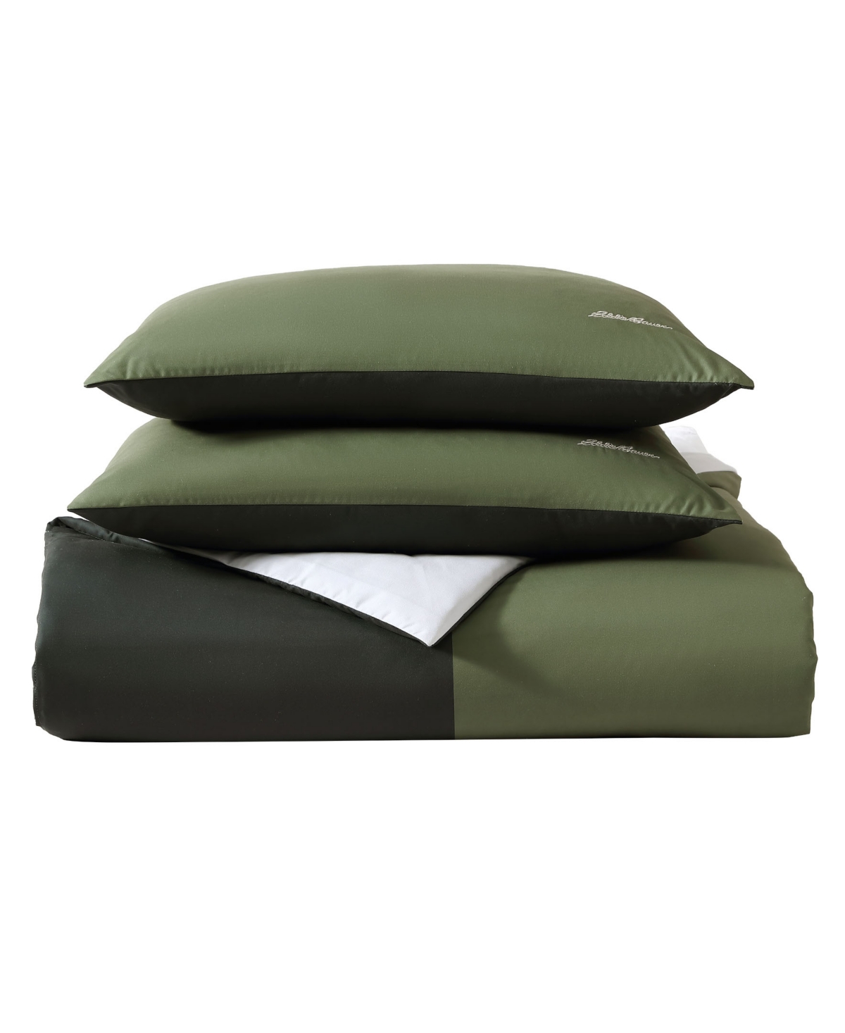 Eddie Bauer Closeout!  Skyline Stripe Reversible 2 Piece Comforter Set, Twin In Olive Green,gray