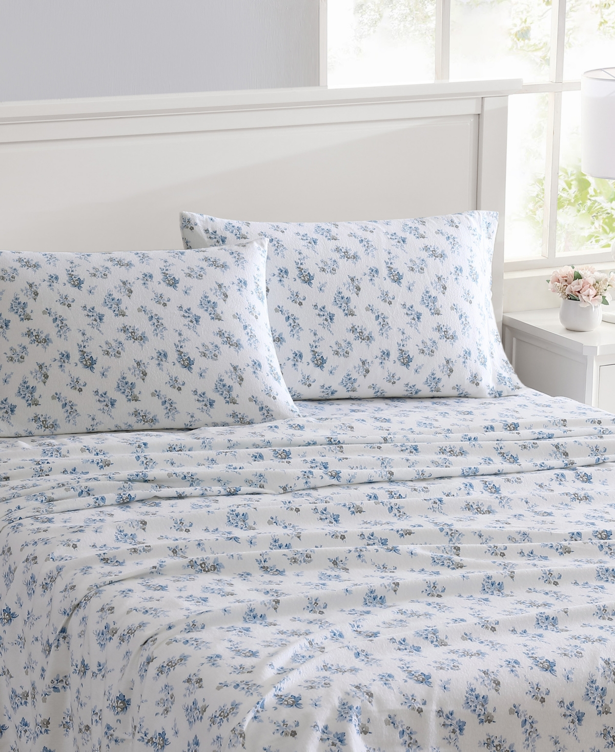 Laura Ashley Cotton Flannel 4 Piece Sheet Set, Full