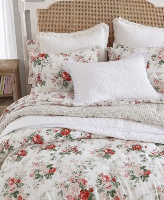Shop Laura Ashley Ashfield Flannel Comforter Sets In Red,green
