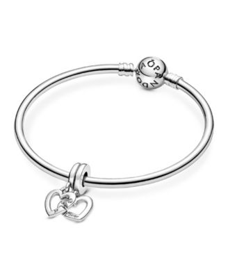 Cubic Zirconia Linked Sister Hearts Split Dangle Charm